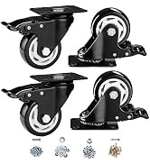 3 inch Caster Wheels, Casters Set of 4 Heavy Duty - CLOATFET Locking Swivel Casters with Brake (T...