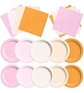CMUSKO Little Pumpkin Baby Shower Decorations Girl - 60pcs Pink Orange Plates and Napkins A Littl...