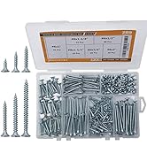 JEGONFRI High Hardness Wood Screws Assortment Kit, 209 pcs, Philips Drive Flat Head, Wood Screws,...