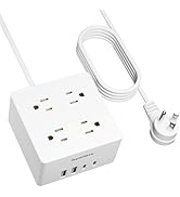 Power Strip Surge Protector - SUPERDANNY 5 Ft Extension Cord with 4 Outlets & 4 USBs, 900 Joules,...