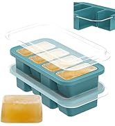 DOQAUS Silicone Freezer Molds, Reinforced Steel Frame 1 Cup Ice Cube Trays with Lid, 2 Pack 4-Cav...
