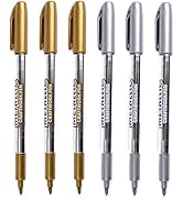 MyLifeUNIT Metallic Marker Pens, 6-Pack Metallic Gold Silver Permanent Markers, Fine Point (3 Gol...