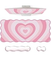 L-SPOUTTO Pink Heart Mouse Pad Set,Scalloped XXL Desk Mat + Ergonomic Mouse Wrist Rest + Gel Keyb...