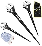 GRENPRO 4-Piece Adjustable Spud Wrench Set with Gloves, 10" 12" 16" Large Crescent Plumbers Wrenc...