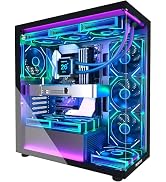 MUSETEX ATX PC Case with 7 Pre-Installed PWM ARGB Fans Featuring Infinity Mirror Design, Type-C M...