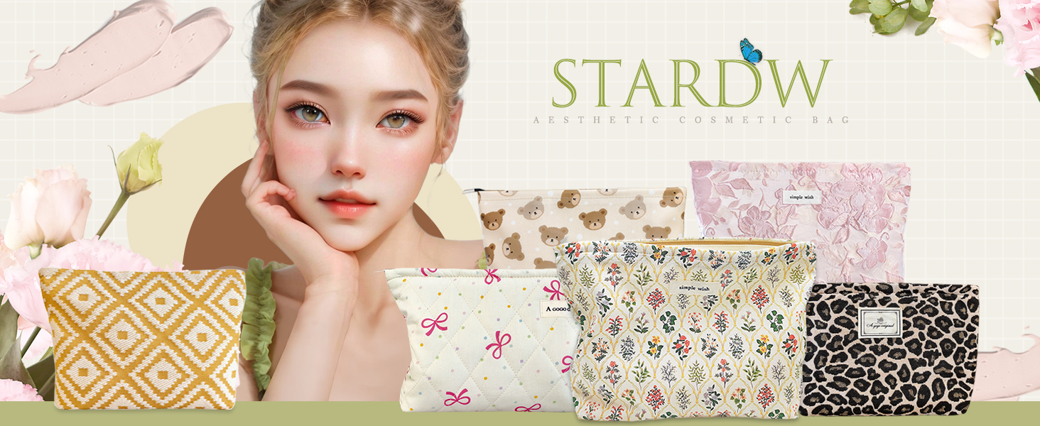 Makeup Bag Aesthetic Cosmetic Bags for Women Girls