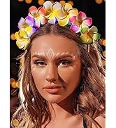 JEAIRTS LED Hawaiian Flower Headband Glowing Plumeria Floral Headpiece Festival Summer Beach Head...