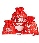 CCINEE Christmas Drawstring Gift Bags,Xmas Assorted Goody Bags Gift Wrapping Fbric Bags for Holid...