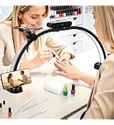 KIRKAS 24in Half Moon Light for Nail Desk with Phone Holder, Half Moon Lamp Adjustable Color Brig...