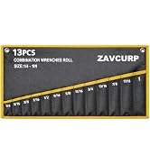Zavcurp 13 SAE Pockets Wrench Roll Up Pouch, Tool Roll Organizer, Portable Wrench Storage for Men...