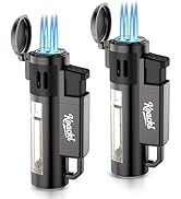 KOACKL Torch Lighter, Refillable Windproof Adjustable Quad Jet Flame Butane Lighter for Candle Gr...
