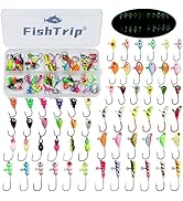 FishTrip Ice Fishing Jigs Kit, 30/60Pcs Glow Ice Fishing Lure Set for Winter Ice Jigging Crappie ...