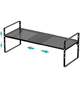 iPEGTOP Expandable Cabinet Storage Shelf, Heavy Duty Stackable Steel Metal Spice Rack Adjustable ...