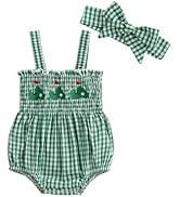 Kuriozud 4th of July Outfits Baby Girl USA Romper Fourth of July Onesie Independence Day Bodysuit...