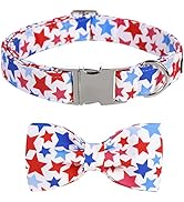 ARING PET American Flag Dog Collar, Cute Bowtie Dog Collars with Metal Buckle, Red White Blue Sta...