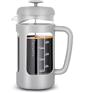 Easyworkz French Press 34 oz Coffee Tea Maker with Borosilicate Glass,Soft Grip Handle,Light Grey