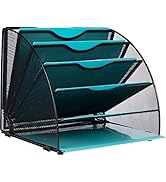Dasher Products Fan Shaped Office Desk Organizer, 6 Compartment File Organizer, Black, 10.5
