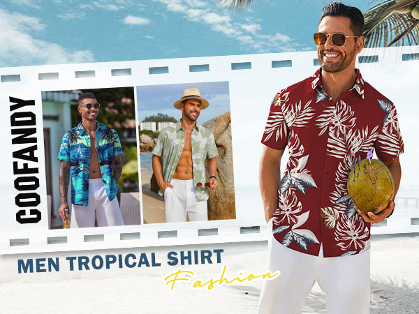 Mens Hawaiian Shirt Short Sleeve Tropical Shirts