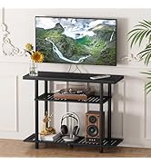 Atoping Bamboo TV Stand, Small TV Stands for up to 32 Inch, 3-Tier Entertainment Center TV Shelf ...