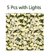 BLEUM CADE 5Pcs 41Ft Flower Garland Artificial Rose Vines with 32.8Ft String Lights, Cute Fake Ha...