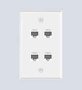 VCE 4 Port Ethernet Wall Plate (UL-Listed), CAT6/CAT5E Wall Plate, Keystone Jack Outlet with RJ45...