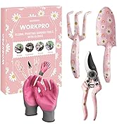 WORKPRO Aluminum Garden Tool Set, 4PCS Heavy Duty Gardening Tools with Box Include Trowel, Rake, ...
