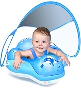 Baby Pool Float No Flip Over, Inflatable Baby Float with Sun Protection Canopy, Baby Swimming Flo...