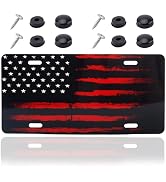 Vintage American Flag License Plate, Personalized 3D Embossed US Flag Car License Plates with 4 H...