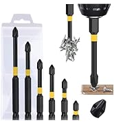 Magnetic Screwdriver Bit Set, 6PCS Electric Drill Screwdrivers Bits 1/4 Inch PH2 Hexagon TS2 Stee...