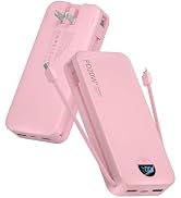 Portable Charger, 20000mAh PD20W Fast Charging Power Bank with Built-in Cables & Wall Plug, Exter...