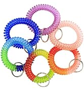 BIHRTC 6 Pcs Wrist Coil Wrist Keychain Mix Color Plastic Coil Wrist Coil Stretch Wristband Elasti...