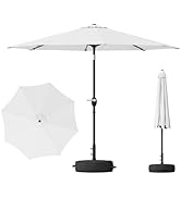 Greesum Outdoor Patio Umbrella with Base, Table Umbrella with 8 Sturdy Ribs, Push Button Tilt and...