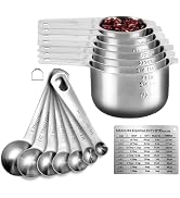 KUBEMUEG Measuring Cups and Spoons Set 304 Premium Stainless Steel Cups and Spoons Kitchen Gadget...