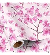RUSPEPA Floral Wrapping Paper Roll for Women, Mini Roll, 17 Inches x 16.4 Feet, Pink Sakura Cherr...