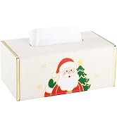 GORESE Christmas Tissue Box Cover for Kleenex, Rectangle Santa Print Tissue Box Holder, PU Leathe...