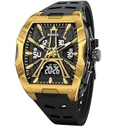 Gosasa Men’s Fashion Sports Watch Tonneau Analog Digital Watch for Men 50M Water Resistant Oversi...