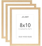 JCJMY 8x10 Picture Frame, Solid Wood Frame Set of 3, Display 5x7 with Mat or 8 x 10 without Mat, ...