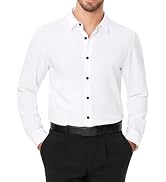 J.VER Men's Dress Shirts Solid Stretch Long Sleeve Formal Tuxedo Shirt Business Casual Button Dow...