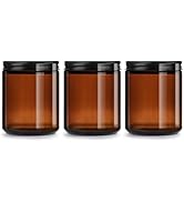 GIVAMEIHF 8oz Amber Glass Jars with Airtight Lids (3 Pack) - Empty Candle Jars for making candles...