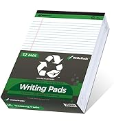 KAISA Legal Pads Writing Pads Recycled Paper, 8.5"x11.75" Wide Ruled, 50 sheets 8-1/2"x 11-3/4" P...