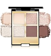 Eyeshadow Quad Makeup Palette – 4 Shades of Nude, Silver, Brown, Champagne Gold Tones, Blendable ...