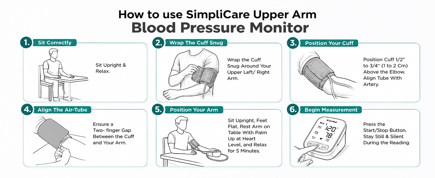 SimpliCare AES-U382 upper arm blood pressure monitor with XL cuff for home use