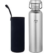 ATiAP Titanium Water Bottle Sport Bottle Ultralight Leakproof for Outdoor Camping Hiking (600ml)