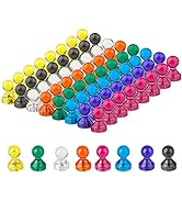 64Pack Push Pin Magnets, Refrigerator Magnets, 8 Assorted Colors Magnetic Push Pins Tacks for Hom...