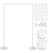 Pllieay 6.5 Feet Tall Balloon Arch Stand with Base, 2 Set 78.7 Inch Balloon Column Stand Kit with...