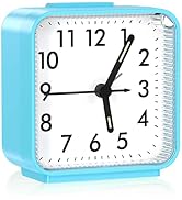 JXTZ Analog Alarm Clock, Bedside Clocks Battery Powered, Silent Non Ticking Travel Clock with Nig...