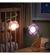 Hoxutym Cute Flower Nursery Night Light for Kids Bed Frame & Baby Room Decor, Rechargeable Breast...