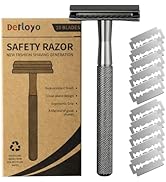 Double Edge Safety Razor for Men, Safety Razor with 10 Platinum Coated Safety Razor Blades, Singl...
