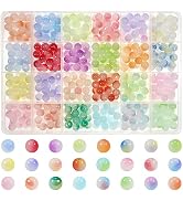 TOAOB 600pcs Glass Beads for Jewelry Making 24 Colors 8mm Round Crystal Beads Gradient Gemstone B...