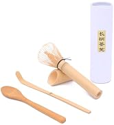 Joyscale Bamboo Matcha Whisk Set, Long Handled Chasen, Scoop(Chashaku), Tea Spoon, Bamboo Whisk f...